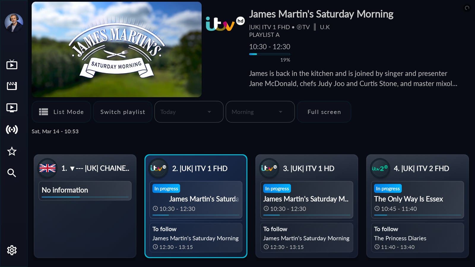 Wave IPTV epg grid mode